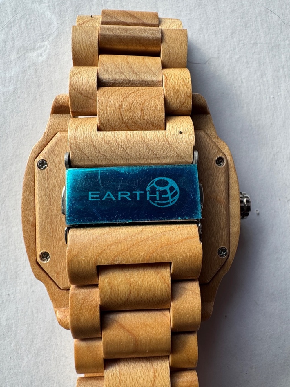 Earth Natural Wood Watch with Black and Red Details - Picture 4 of 6